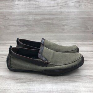 Robert Wayne Driving Loafers Mens 7 Green Canvas Slip On Casual Shoes